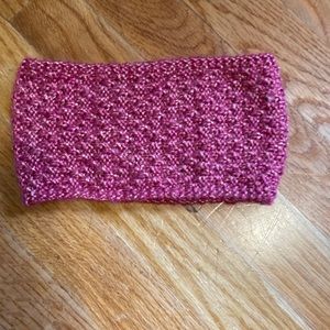 Gorgeous pink metallic hand knit earwarmer